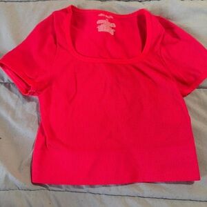 wild fable Ribbed Scoop Crop Top - Hot Pink